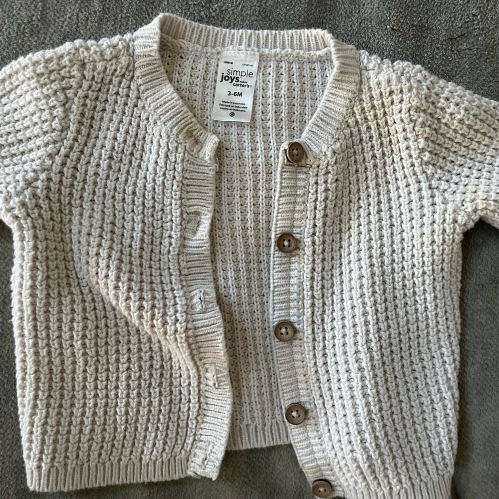 Simple Cream Knit Cardigan for Kids
